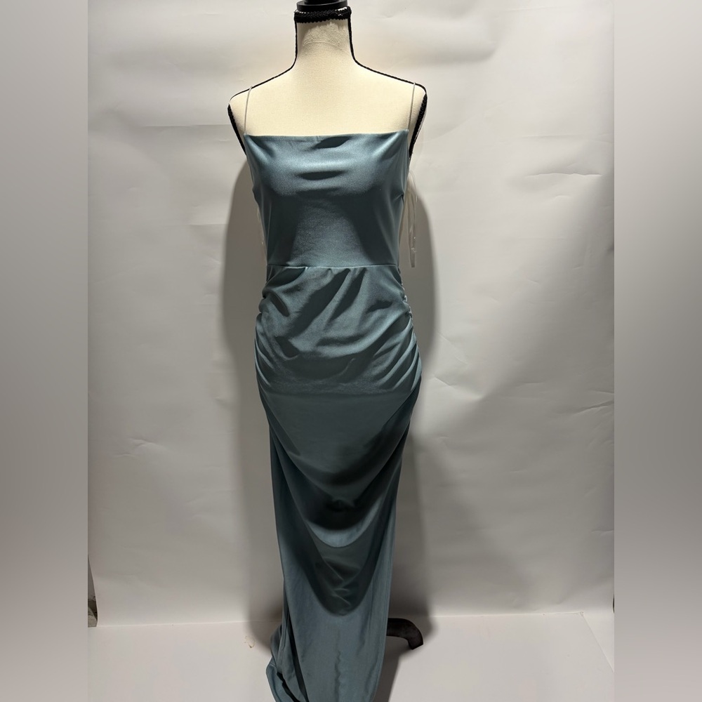 Windsor Muted Teal Satin Maxi Dress • XL • Winter Formal / NYE‎ • NWT